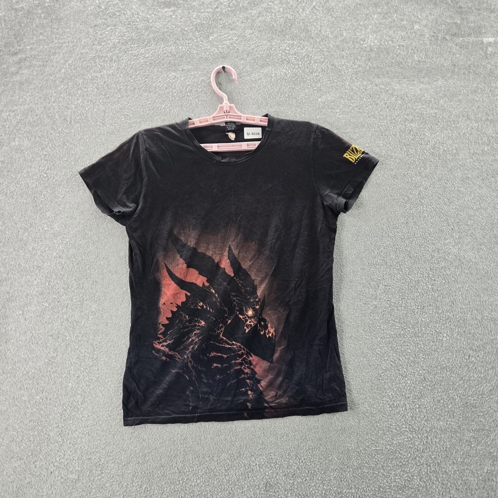 VINTAGE JINX Men Shirt M Black Graphic Blizzard World Of Warcraft Tee READ